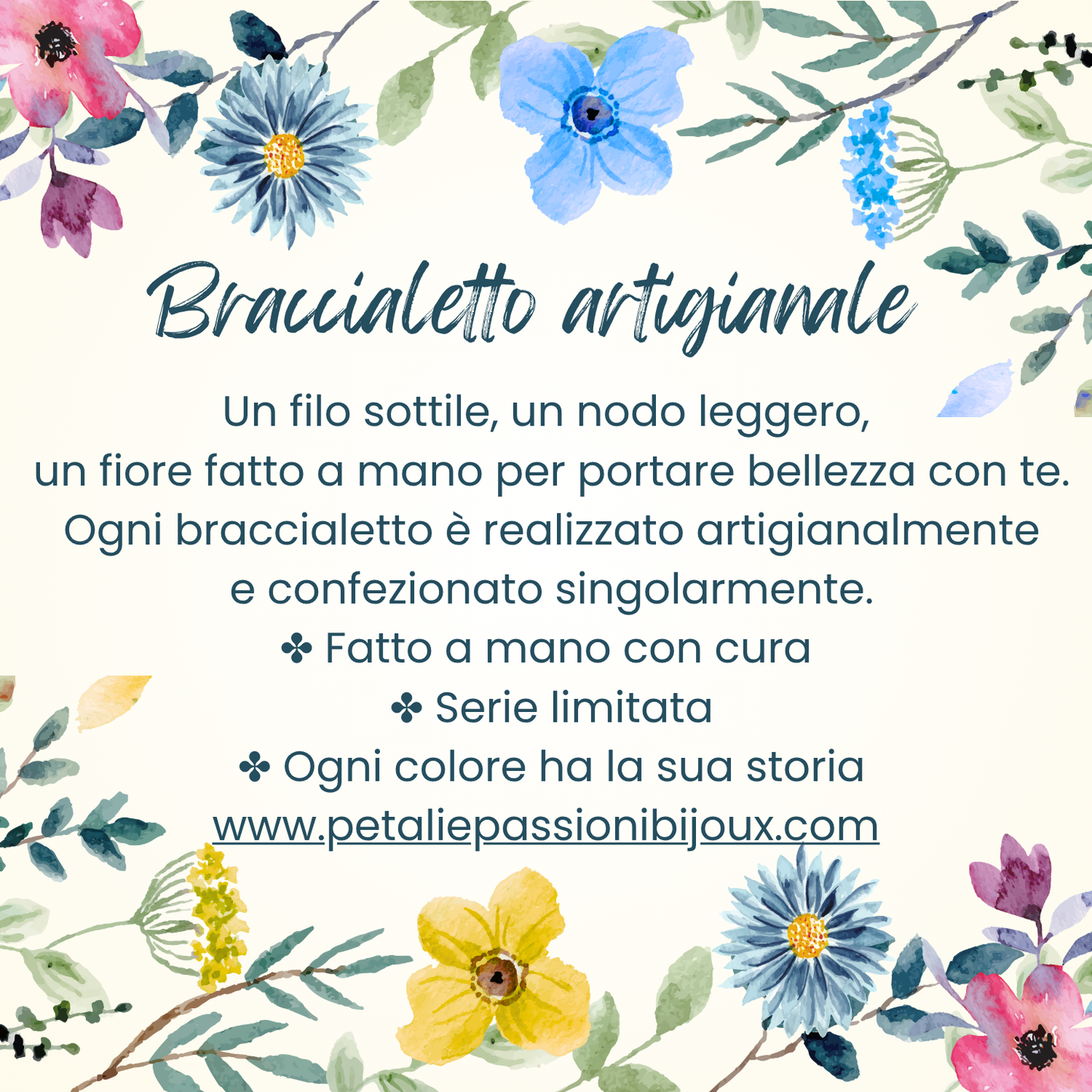 Bracciale Fiore Celeste Artigianale | Regalo delicato fatto a mano