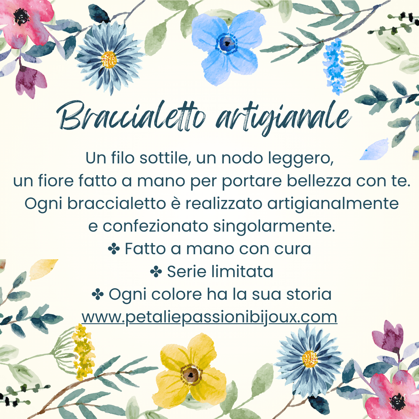 Bracciale FIORELLA - Celeste in vendita su Petali e Passioni Bijoux