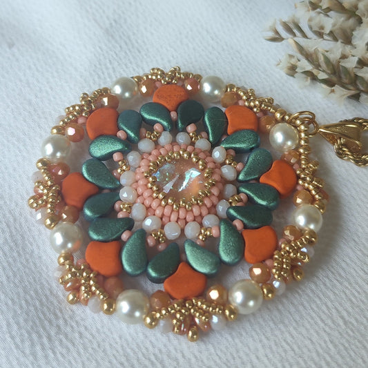 Collana GERBERA - Verde, Mattone in vendita su Petali e Passioni Bijoux