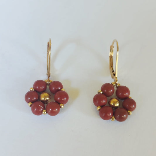 Orecchini FIORE ZODIACALE - Ariete - Diaspro rosso in vendita su Petali e Passioni Bijoux