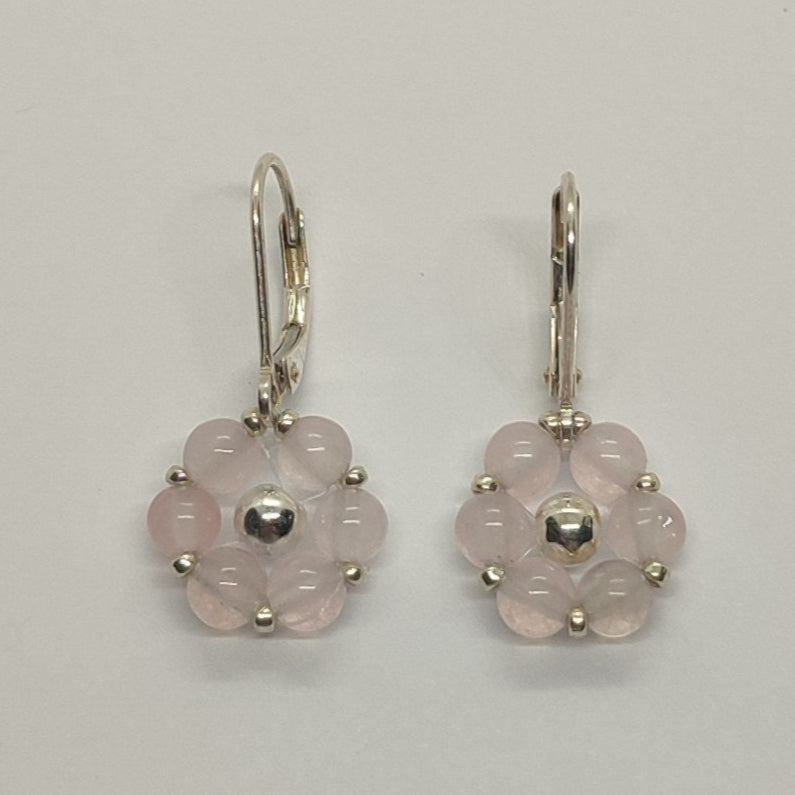 Orecchini FIORE ZODIACALE - BILANCIA - Quarzo Rosa in vendita su Petali e Passioni Bijoux