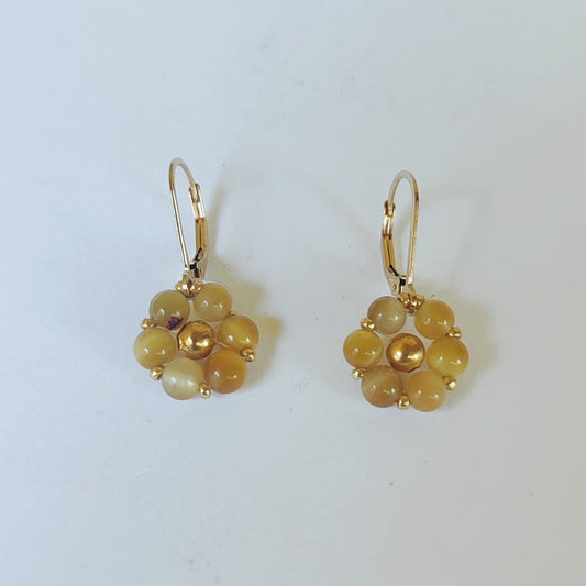 Orecchini FIORE ZODIACALE - GEMELLI - Occhio di Tigre giallo in vendita su Petali e Passioni Bijoux