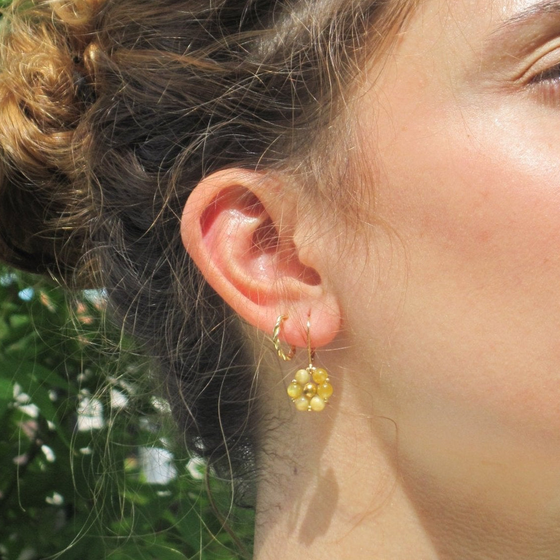 Orecchini FIORE ZODIACALE - GEMELLI - Occhio di Tigre giallo in vendita su Petali e Passioni Bijoux