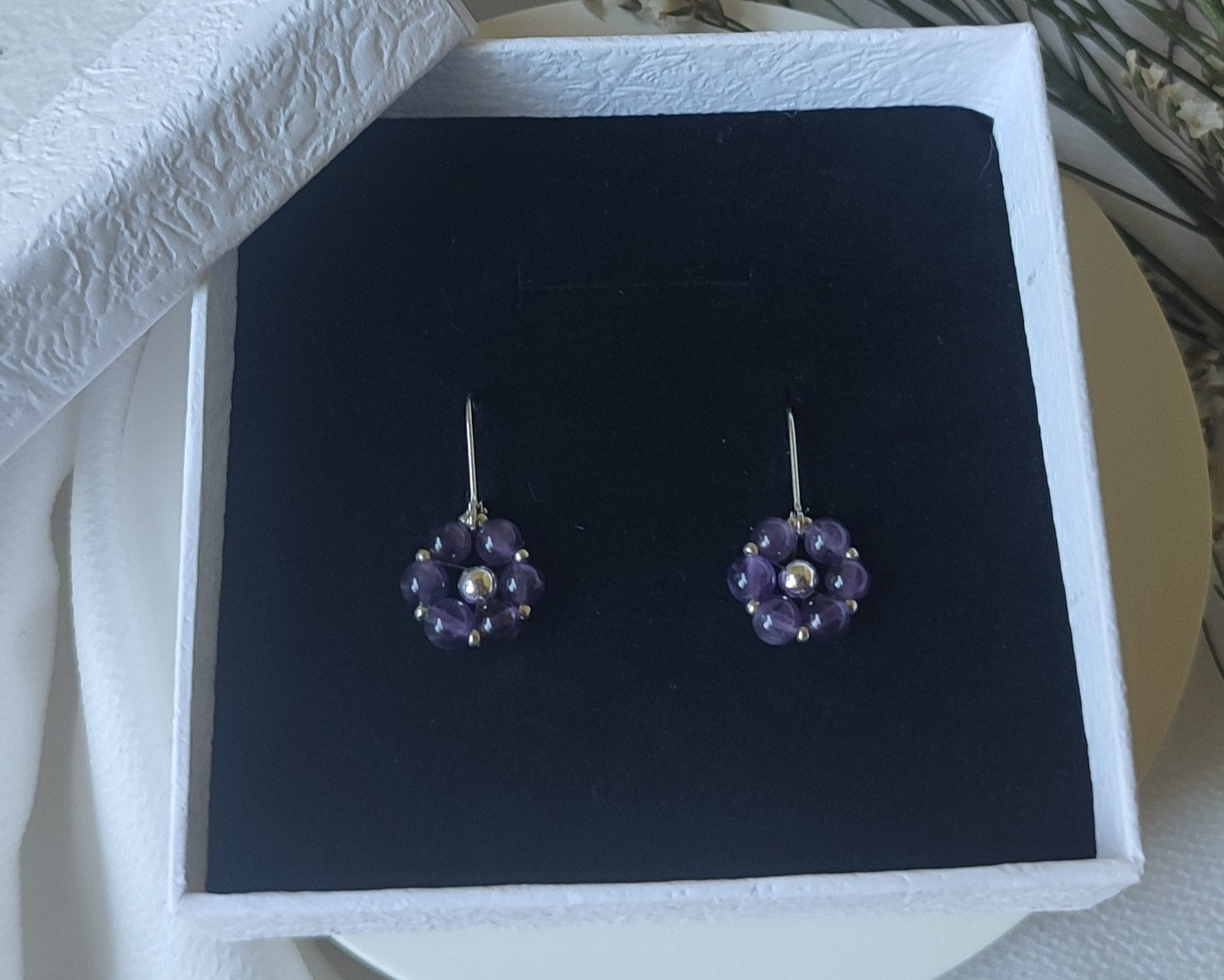 Orecchini FIORE ZODIACALE - PESCI Ametista in vendita su Petali e Passioni Bijoux