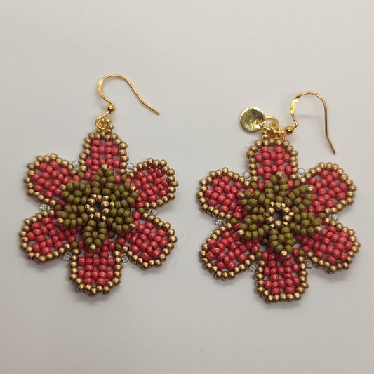 Orecchini TUO - Rosso Lampone. - verde oliva in vendita su Petali e Passioni Bijoux