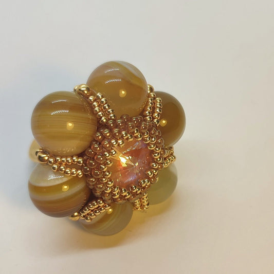 Unico Regina - Agata Pomelo e cristallo Swarovsky in vendita su Petali e Passioni Bijoux