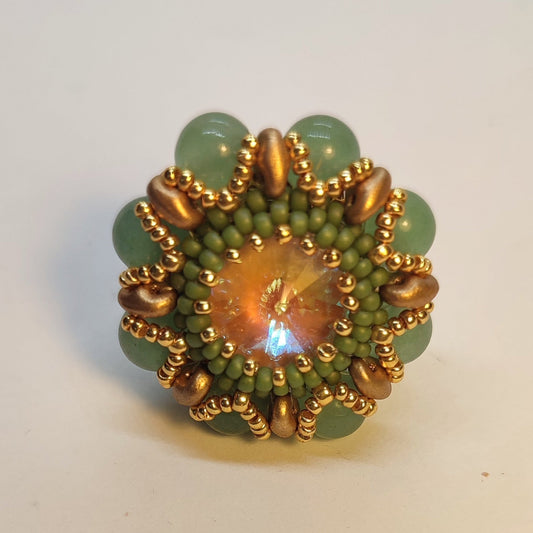 Anello Anemone - Avventurina in vendita su Petali e Passioni Bijoux