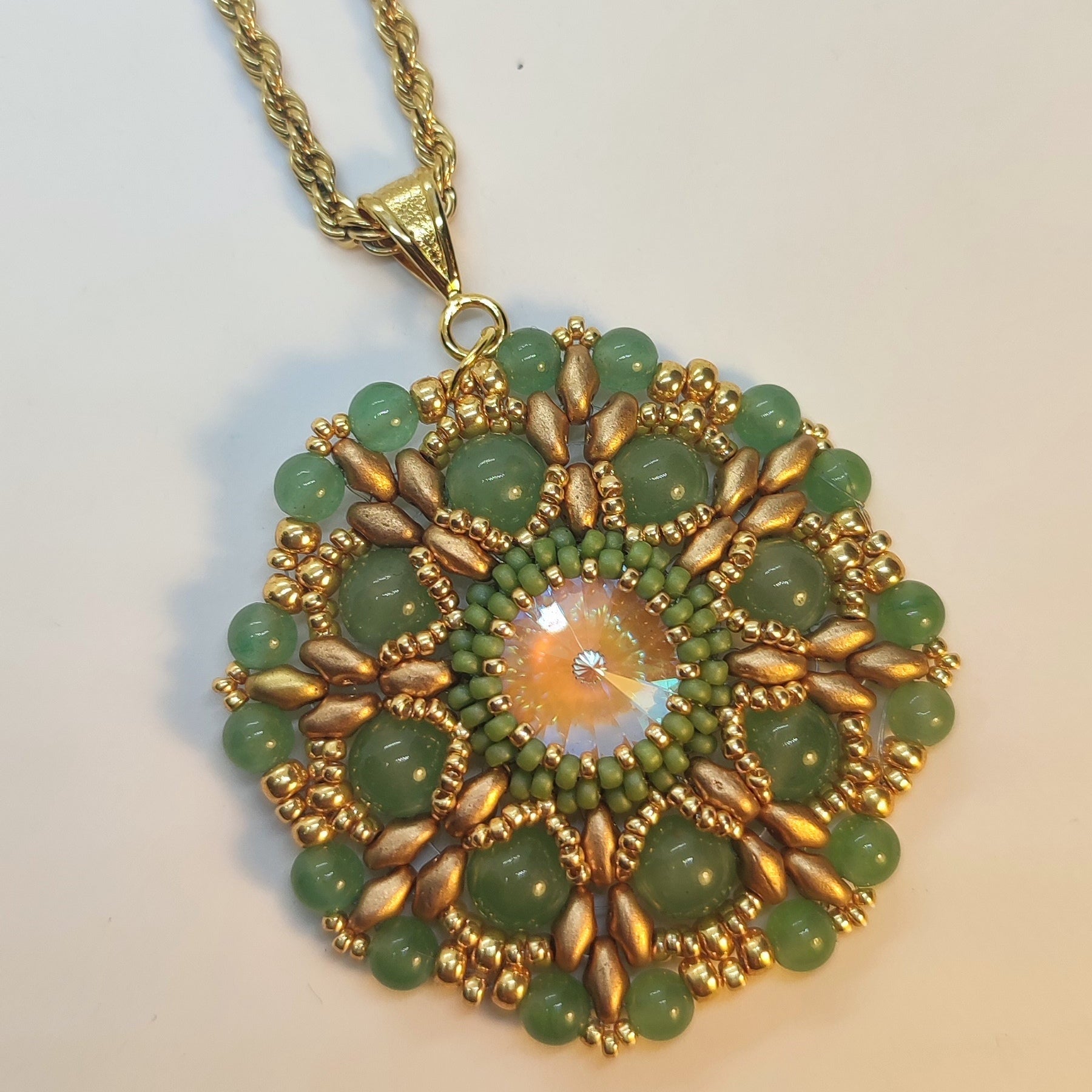 Collana con medaglione - Avventurina in vendita su Petali e Passioni Bijoux