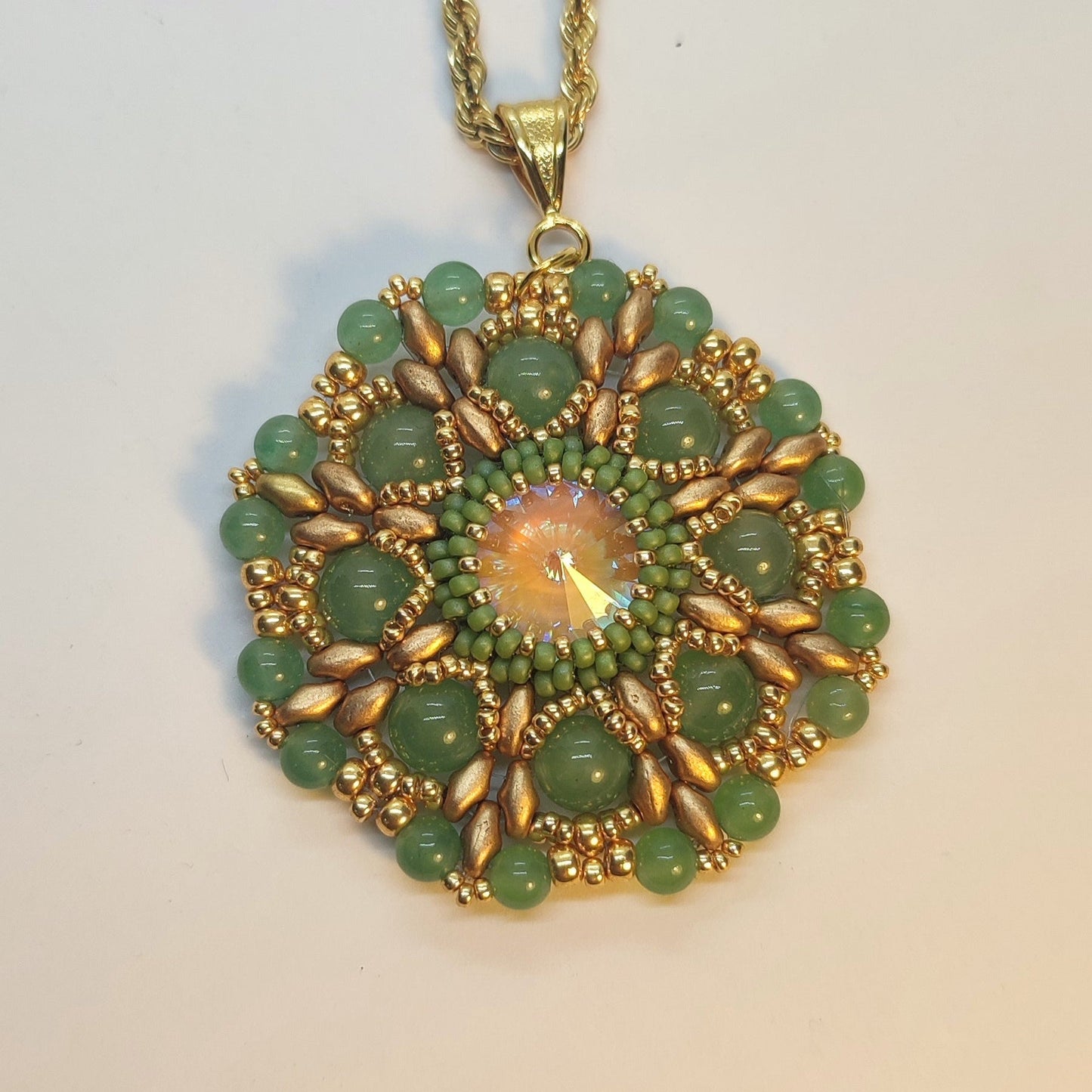 Collana con medaglione - Avventurina in vendita su Petali e Passioni Bijoux