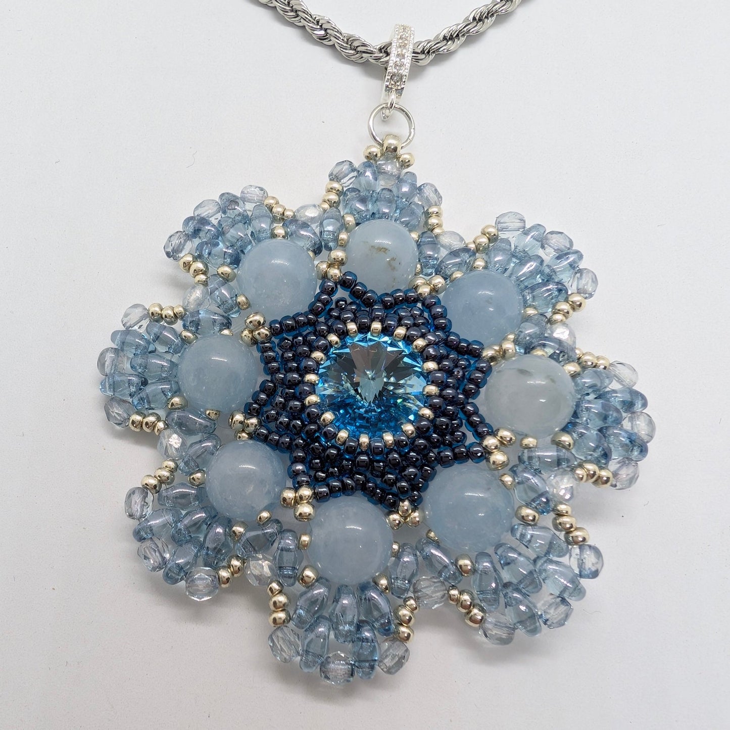 Collana con Medaglione - PASSIFLORA Acquamarina argento in vendita su Petali e Passioni Bijoux