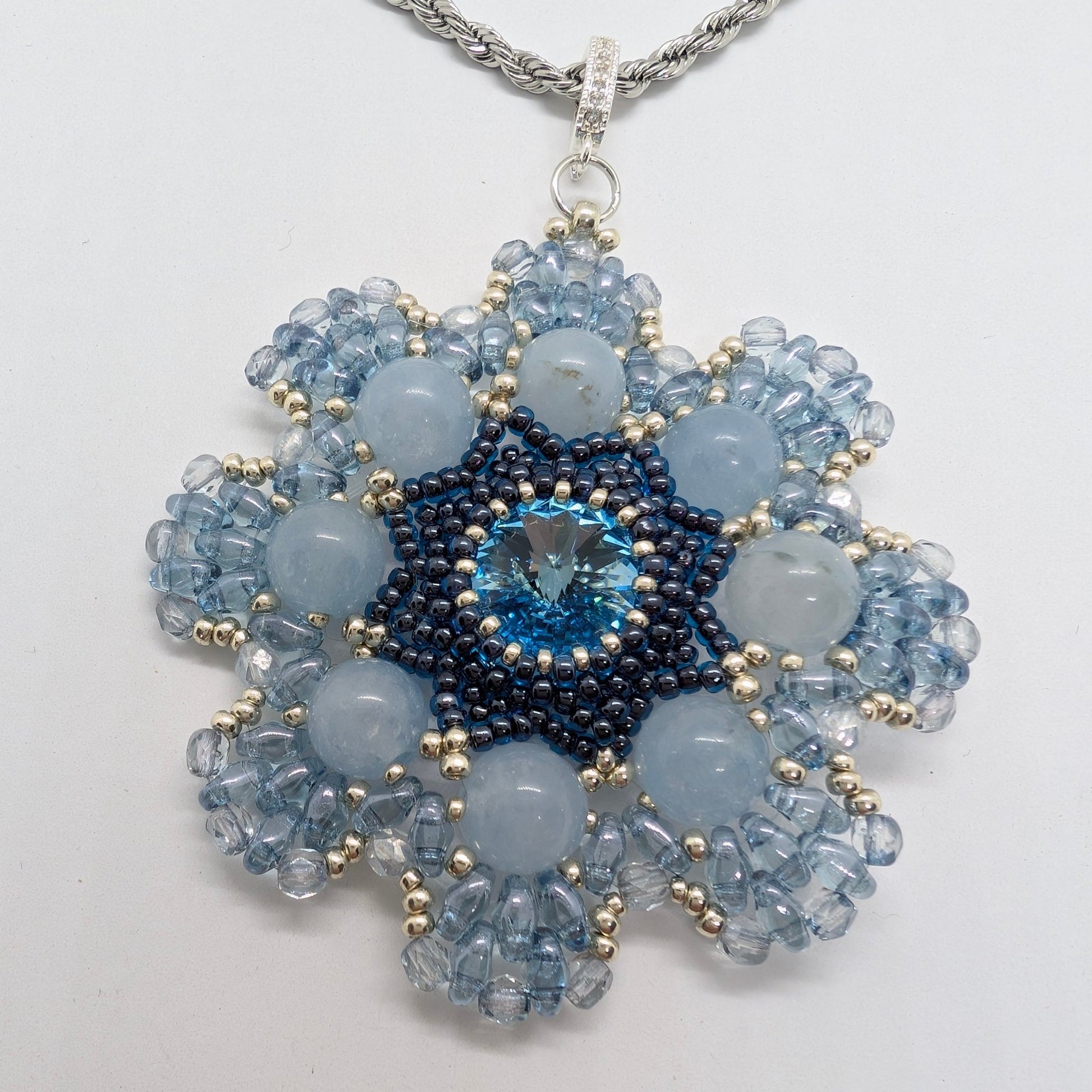 Collana con Medaglione - PASSIFLORA Acquamarina argento in vendita su Petali e Passioni Bijoux