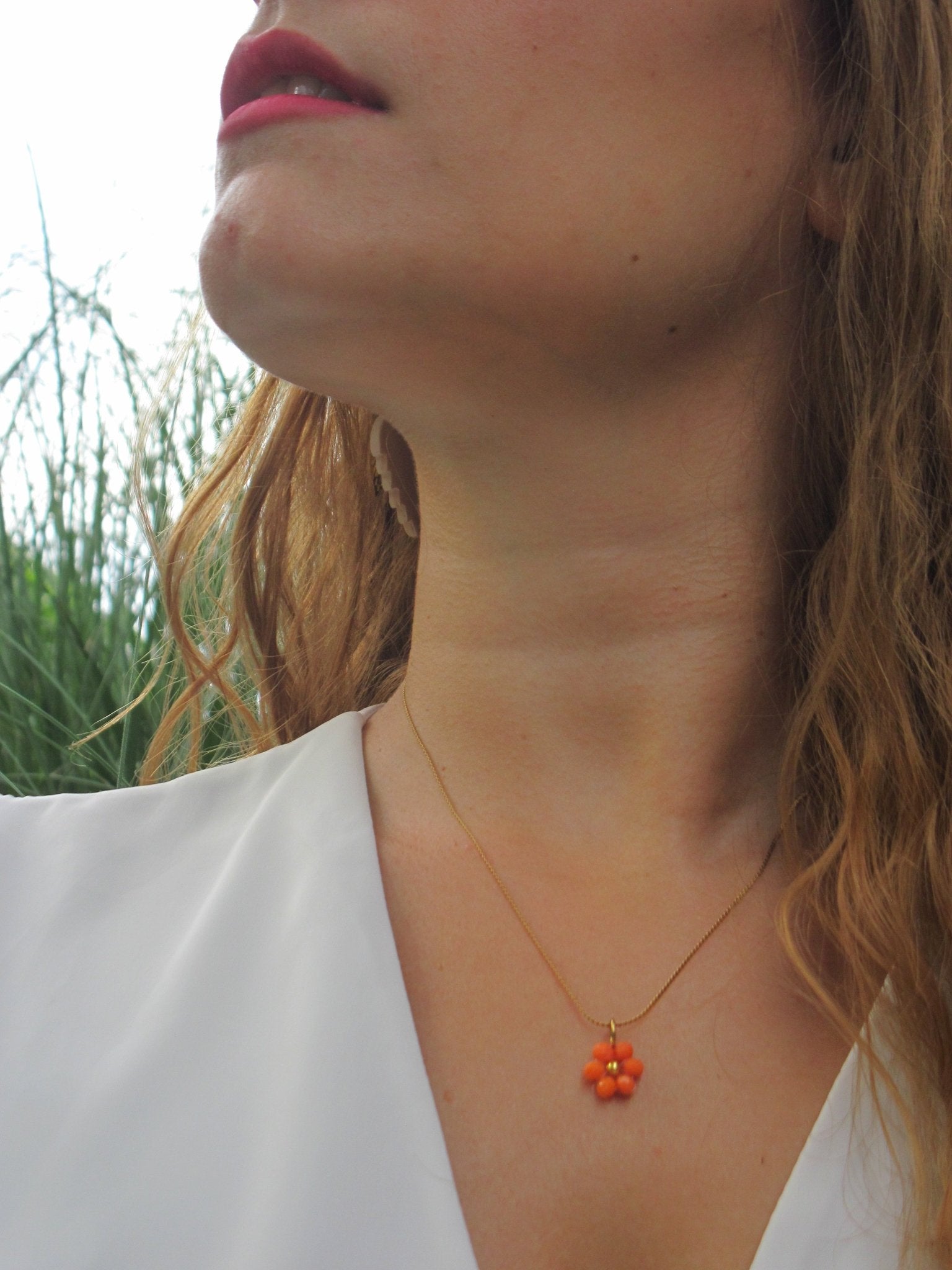 Collana FIORELLA – arancio in vendita su Petali e Passioni Bijoux