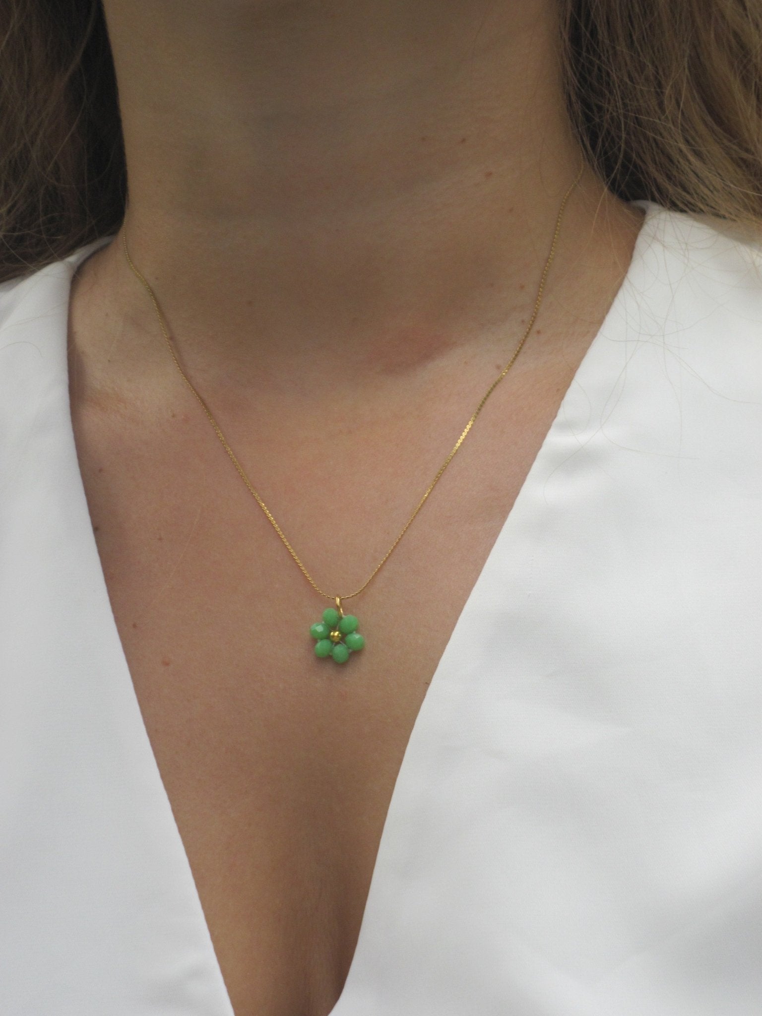 Collana FIORELLA - verde erba in vendita su Petali e Passioni Bijoux