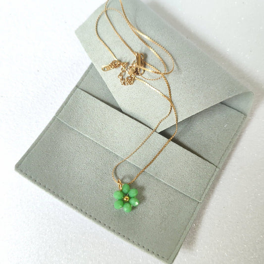 Collana FIORELLA - verde erba in vendita su Petali e Passioni Bijoux