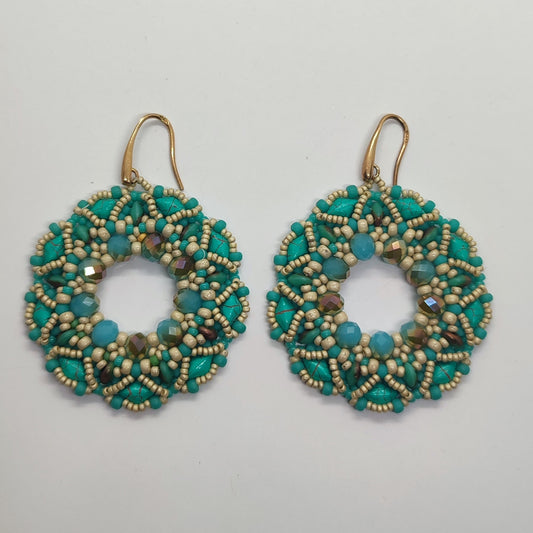 Orecchini COROLLA - verde turchese in vendita su Petali e Passioni Bijoux
