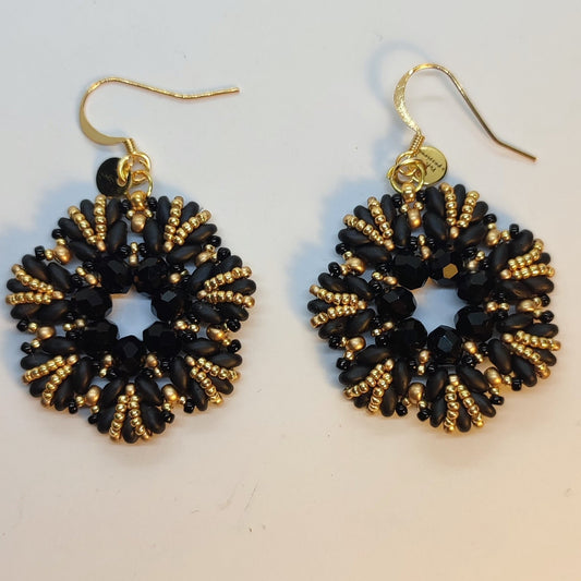 Orecchini FIORELLO - Nero oro in vendita su Petali e Passioni Bijoux