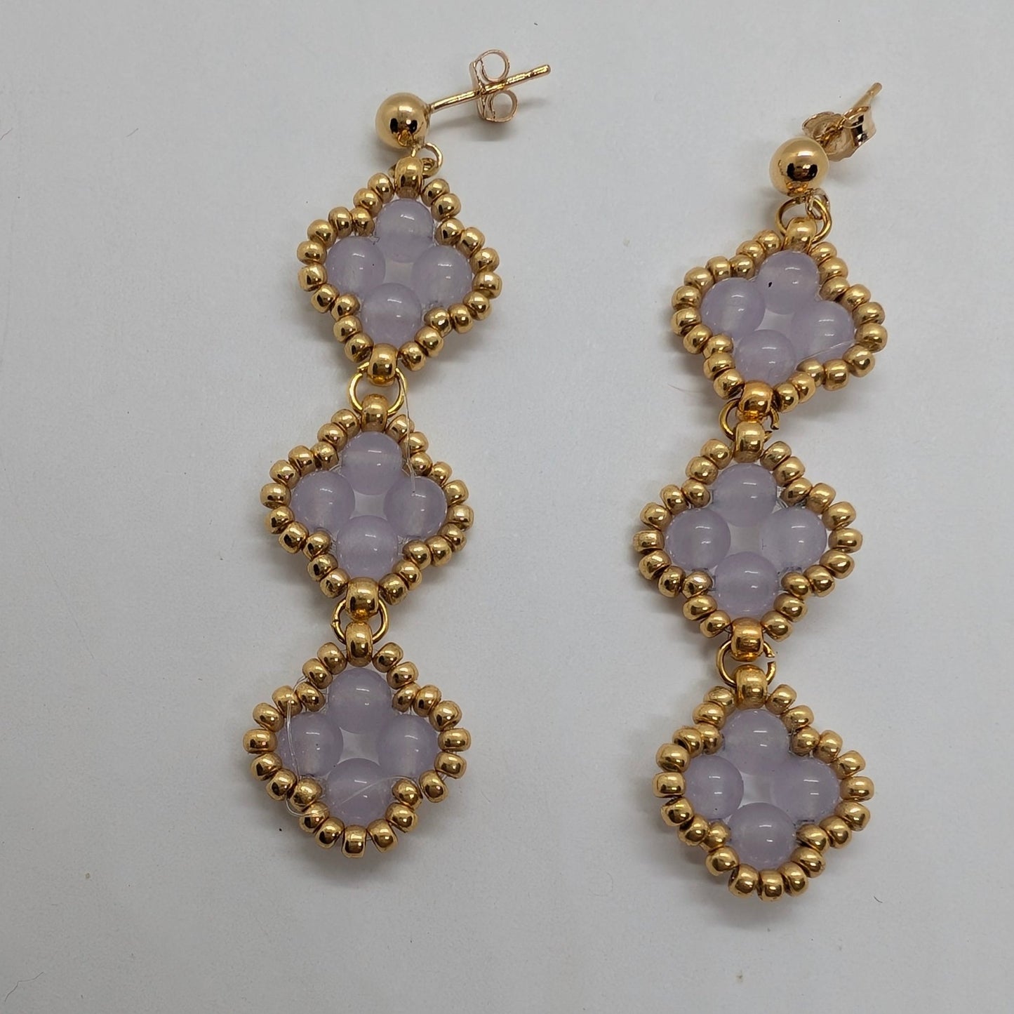 Orecchini QUADRIFOGLIO Triple Drop - Giada Ice Lilla in vendita su Petali e Passioni Bijoux