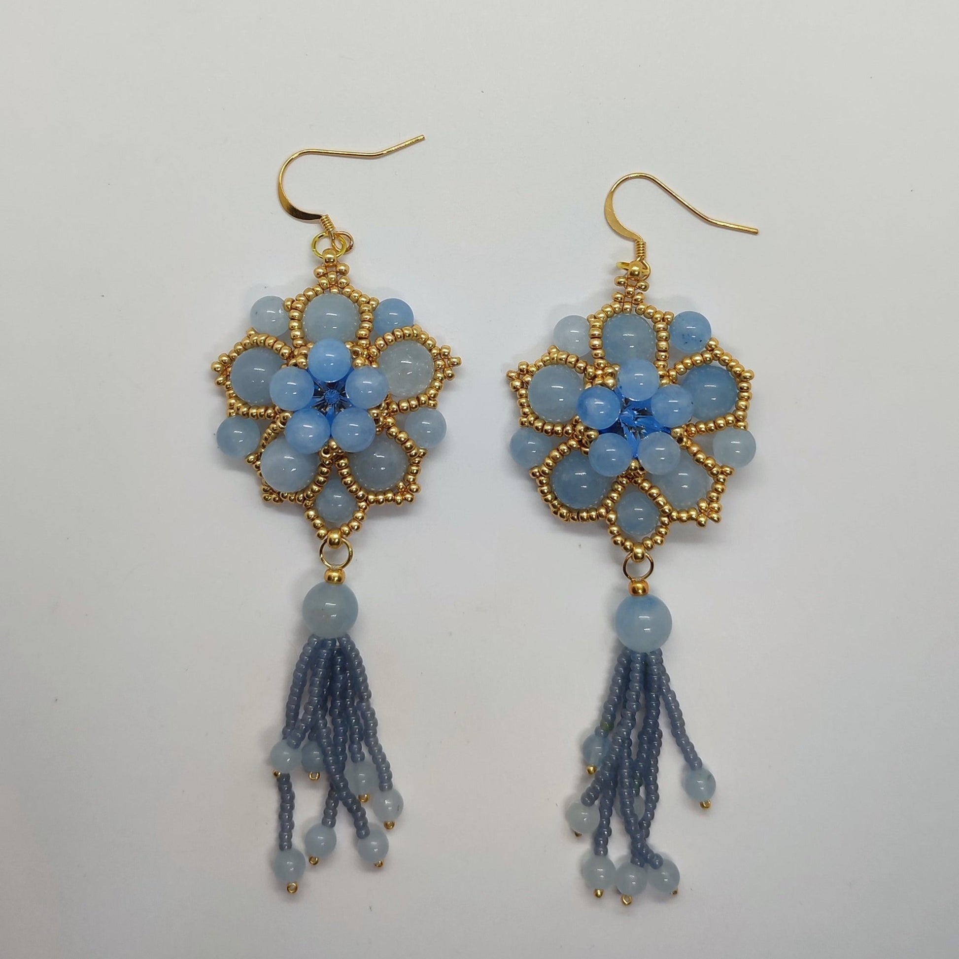 Orecchini SHALIMAR - Acquamarina, oro in vendita su Petali e Passioni Bijoux