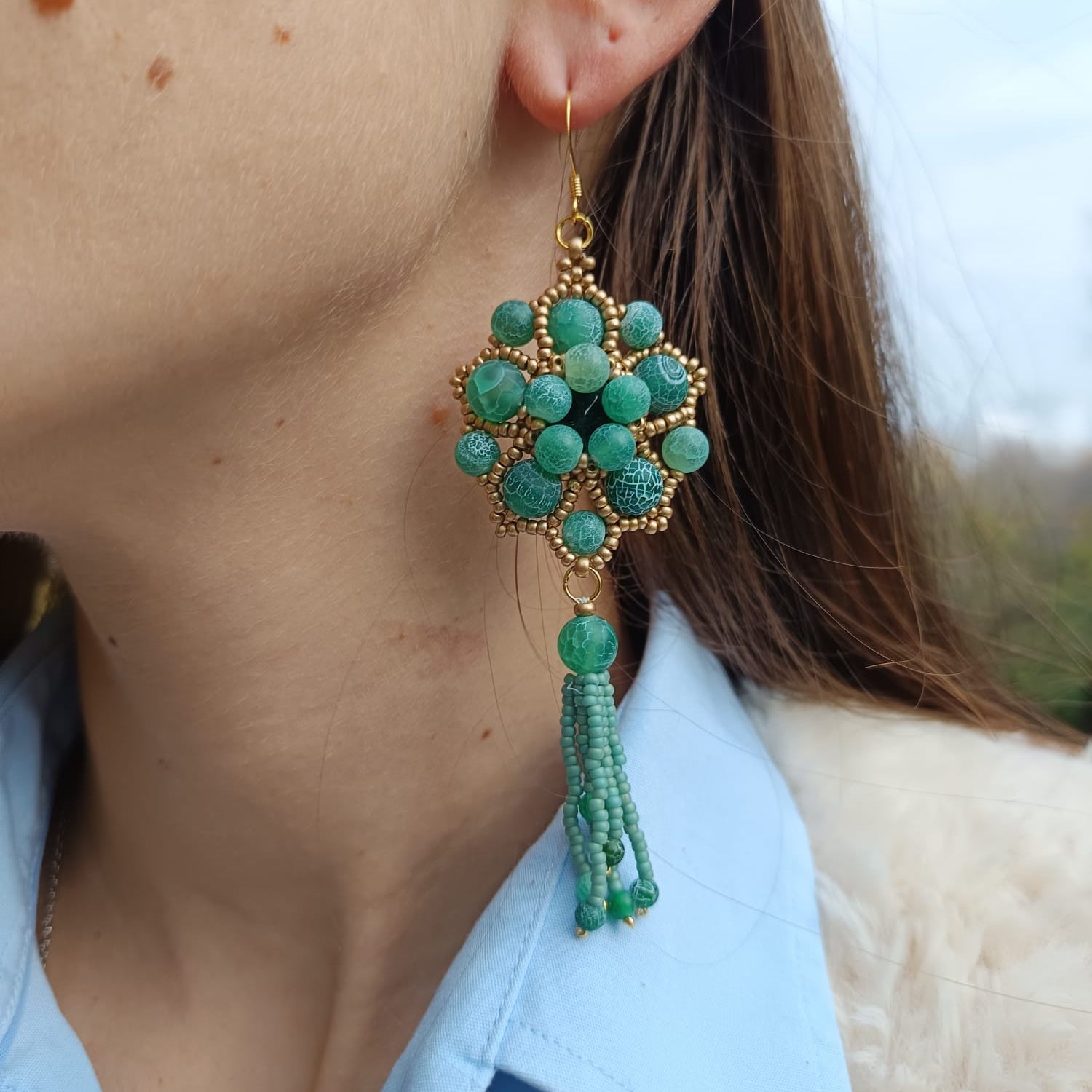 Orecchini SHALIMAR - Agata Ghiacciata in vendita su Petali e Passioni Bijoux