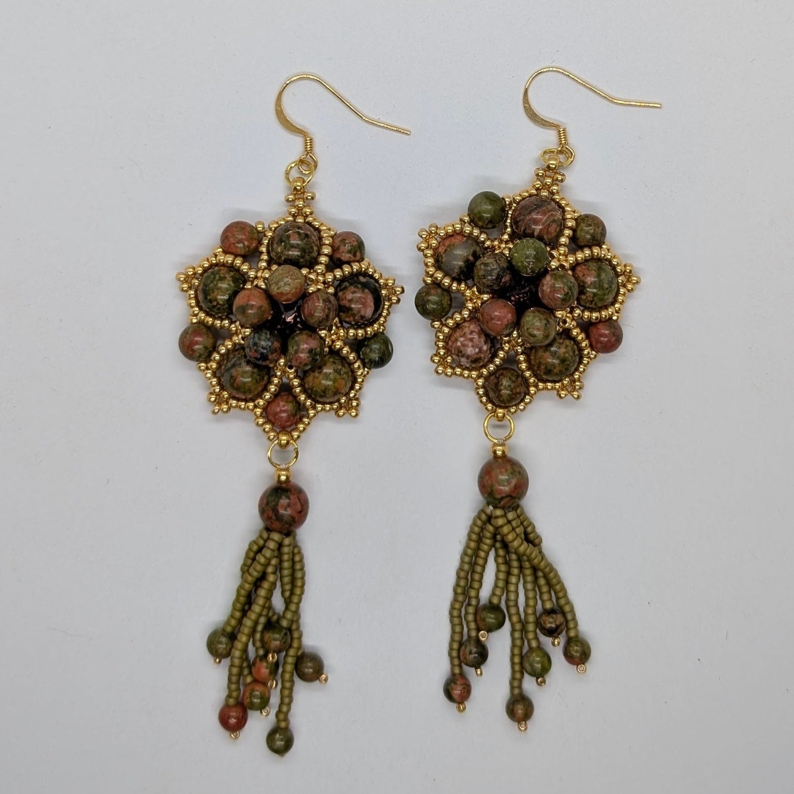 Orecchini SHALIMAR - Unakite in vendita su Petali e Passioni Bijoux