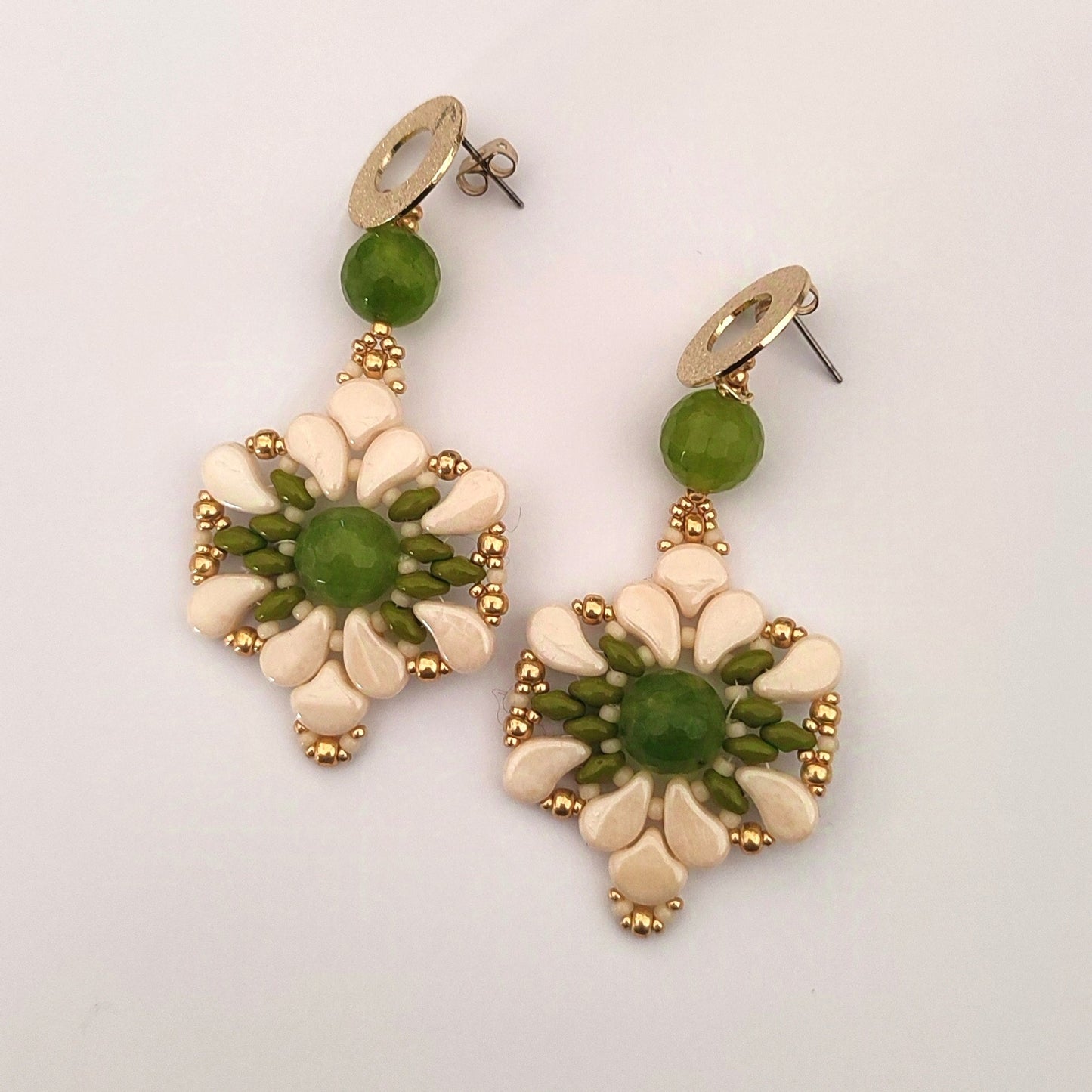 Orecchini SOFIA - Agata Naturale Verde in vendita su Petali e Passioni Bijoux